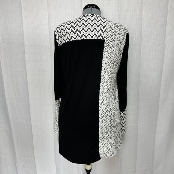 Nyah Mix Texture Color Block Tunic Top Front Pocket Long Sleeve Artsy Sz: L - Picture 3 of 6